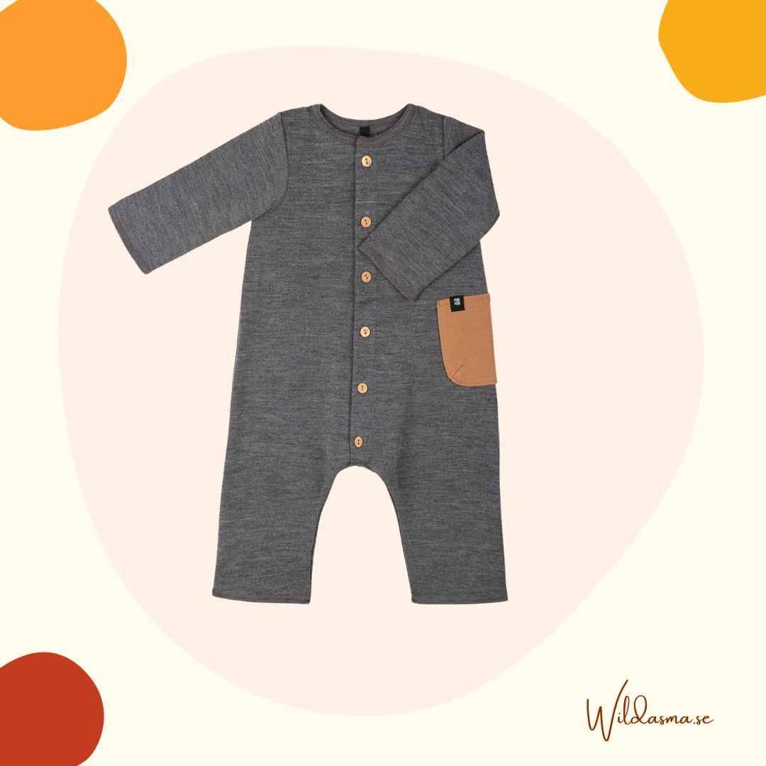 Jumpsuit i 100% merinoull för baby och småbarn Mörkgrå -62-92cl: 80cl