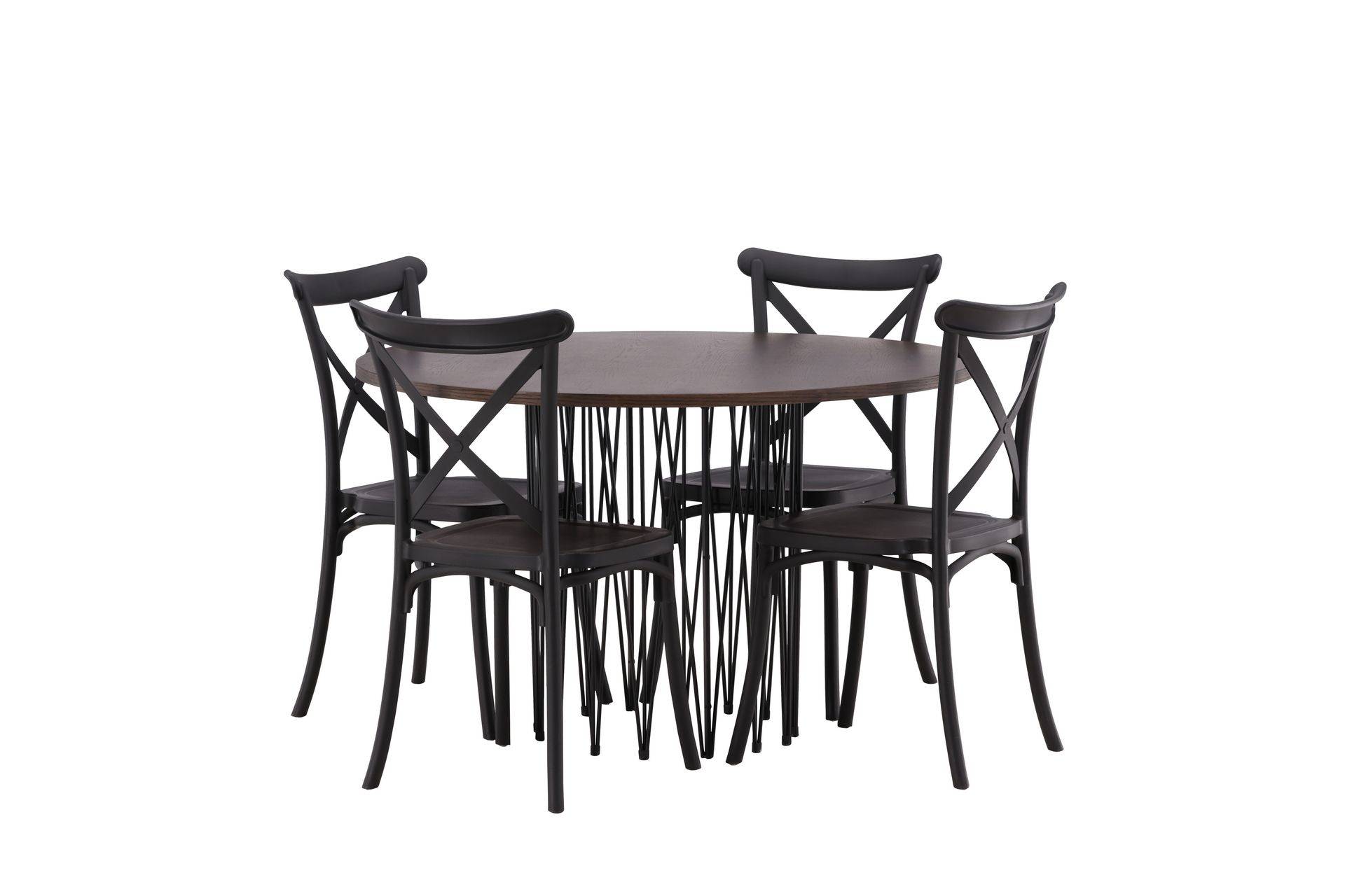 Venture Home Stonaro Matgrupp 120 cm Rund med 4 Crosett stolar - Svart Matgrupper Brun,Svart