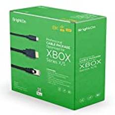 BrightOn optimerat kabelpaket kompatibelt med XBOX Series X/S | 8K HDMI 2.1 HDR svart kabel 8K @60Hz/4K @120Hz | CAT 7 superhög hastighet Ethernet-kabel | snabbladdning (USB A till USB C) 2 meters