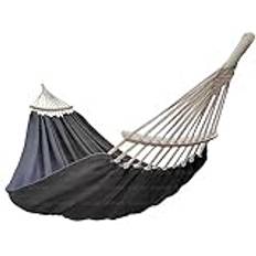 GOCAN Hängmatta för 2 personer, 220 x 150 cm, total längd: 330 cm, belastning: 300 kg, bomullsduk, för utomhusbruk, inomhusbruk, trädgård, balkong, barn, röd, med avtagbar spridarstång, mörkgrå