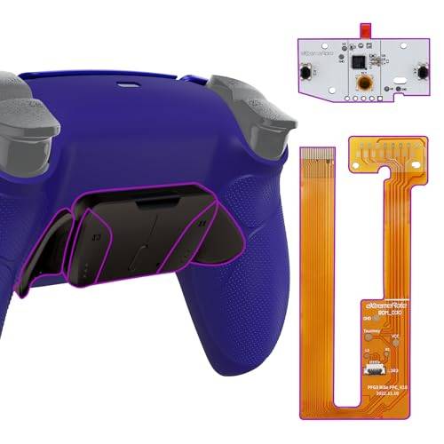 eXtremeRate Programmerbar RISE4 Remap Kit för ps5 Controller BDM 030/040,Real Metal Buttons Version Gummigrepp Cover&Bakskal Shell&4 Baknappar Attachment för ps5 Controller-Koboltblå