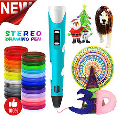 DIY 3D pen med LCD-skærm, 30 farver, 150 meter PLA filament, perfekt gave til børn til jul og fødselsdage, 100% ny