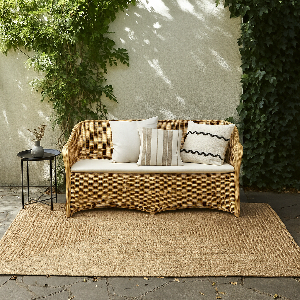 Jute helårs gulvtæppe i flet natur rektangulære - flere varianter 180x240 cm.