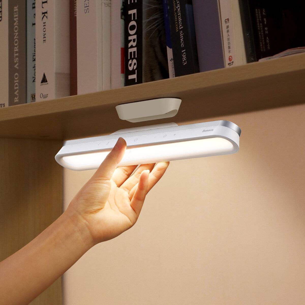 Baseus Skrivbordslampa Hängande Magnetisk LED-bordslampa Uppladdningsbar Steglös Dimmer Skåplampa Nattlampa för Garderob