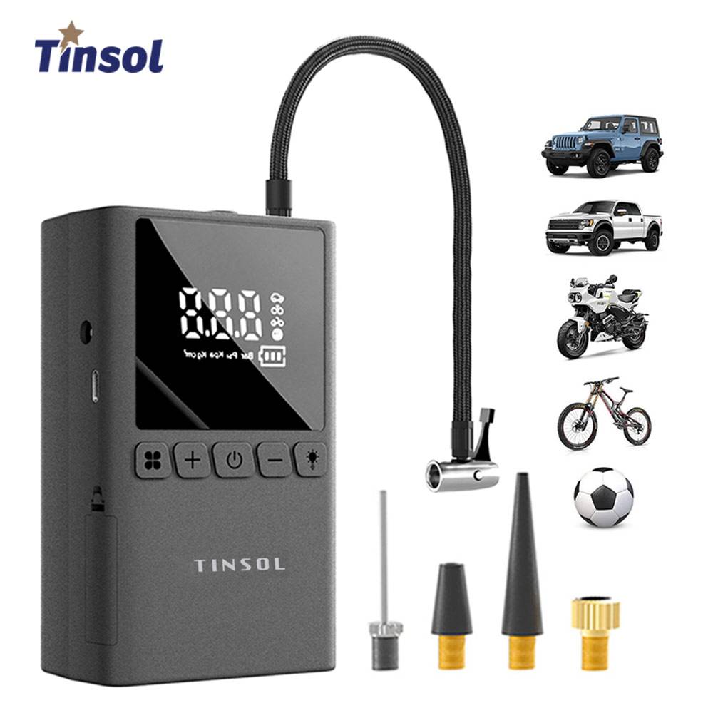 TINSOL Portable Electric Bicycle Air Pump 150PSI Wireless Tire Inflator suitable for bicycles, balls, motorcycles, and cars