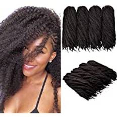 4-pack flätade hår afro kinky hårförlängningar, 50 cm tvinnat hår virkat afro Marley Kinky lockigt hårförlängningar syntetiskt hår (4#/mörkbrun)
