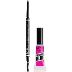 NYX PROFESSIONAL MAKEUP Brows Routine Set Bundle The Brow Glue Transparent & Micro Brow Pencil Ash Brown