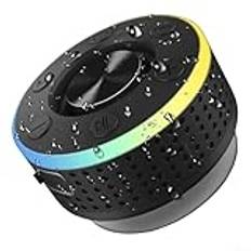 IPX7 duschhögtalare, bärbara 5.3-högtalare med RGB-ljuseffekter och stark sugkopp, för badrum utomhus resehögtalare (svart)