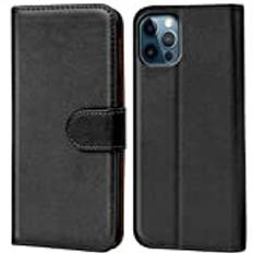 Verco plånbok för iPhone 12 skal, iPhone 12 Pro skal [6.1 tum] mobilskal skyddsfodral väska för Apple iPhone 12/12 Pro Case med korthållare av pu läder, Svart