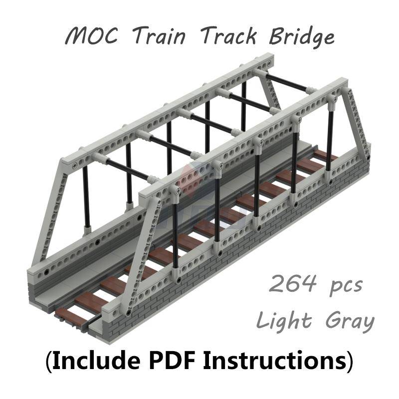 264 Delar MOC Tågspår Bro Modellkit Järnvägs Viadukt Bro Spårarbeten Med 53401 Stadståg Delar Byggklossar GÖR DET SJÄLV