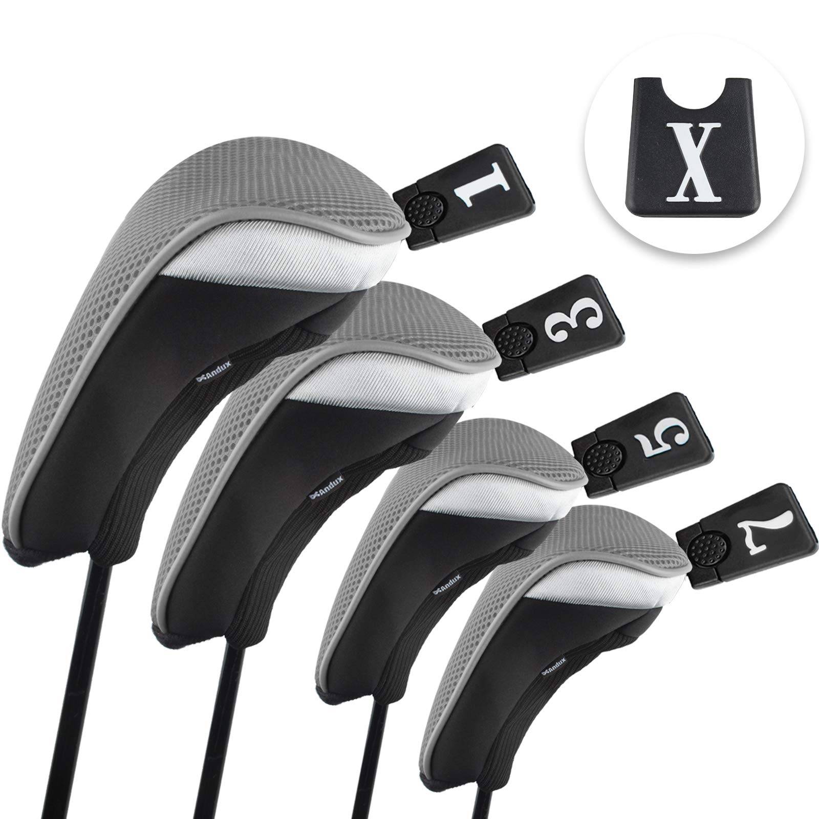 Andux Wood Golf Golf Wood Driver Headcovers with Interchangeable Number Set of Headcovers, Tags, 4, MT/MG (Gray) grå färg