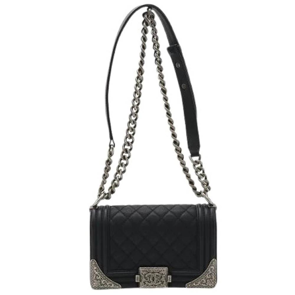 Chanel Vintage Pre-owned Leather Skuldertaske - Vintage - Dame - Sort - ONE SIZE - Uld