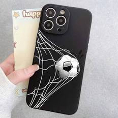 Fotboll 1 st. Fotbollsgrafik med svarta kanter, stötsäkert telefonskal kompatibelt med Apple///Redmi/VIVO/OPPO (Multi-size)
