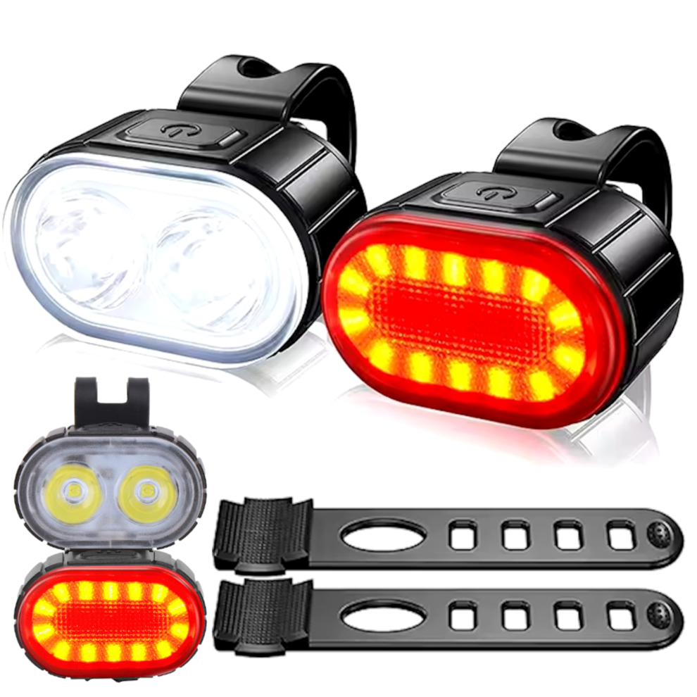 Cykellygter LED MINI Foran Bag Hvid Rød USB Lampe + gummi bånd