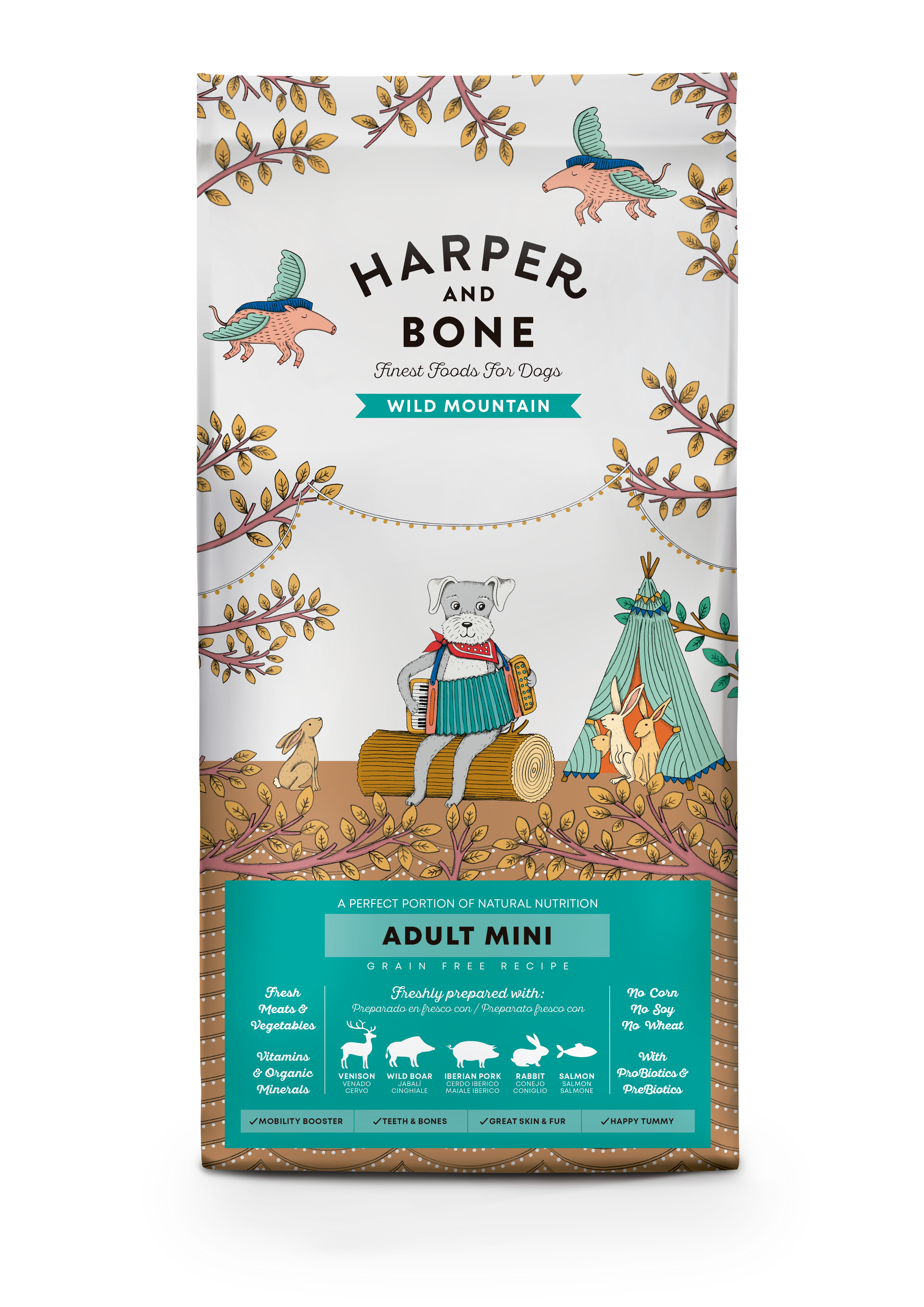 Harper & Bone Wild Mountain - Kornfrit voksen hundefoder til små hunde - 10 kg
