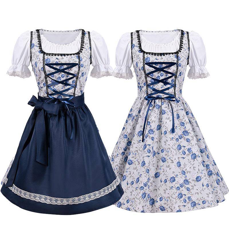 München Oktoberfest V-ringad Klänning, Karnevalsfest Städare Cosplay Outfit cm gray