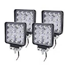 UISEBRT LED Arbetslampa 12V LED Extra Strålkastare 4 x 48W - Arbetsbelysning LED Ljusramp LED Reflektor Strålkastare IP67 Vattentät för Traktor SUV ATV UTV