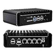 MNBOXCONET Firewall Mini PC Appliance Core i3 N305, Small Fanless Desktop Computer 4 x 2.5GbE I226-V LAN, DDR5 16GB RAM 256GB SSD, Windows 11 Pro, Micro Router OPNsense, TF Slot, HD, DP