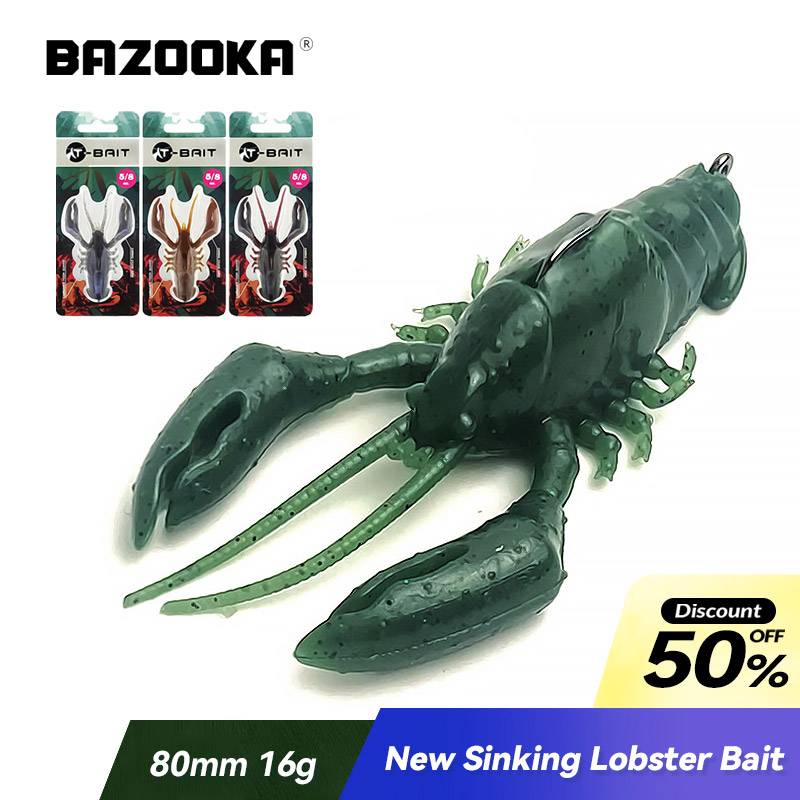 Bazooka Silicone Lobster Soft Bait Fishing Lure Lead Hook Sinking Swimbait Wobblers JIG Shad Worm Winter Bait Jighead Bass Pike