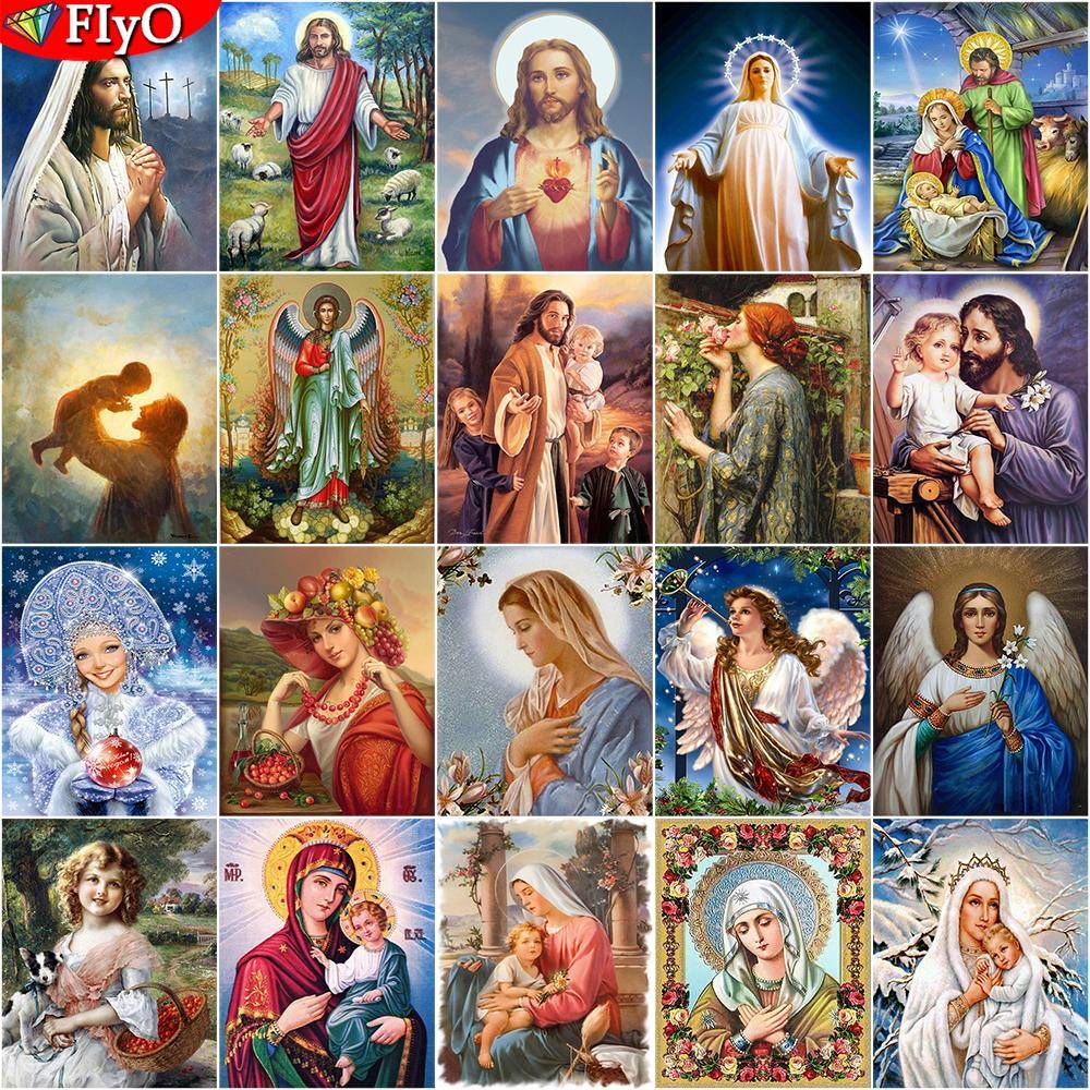 Gör-det-själv Diamantmålning Hel fyrkantig Nyankomst Religiösa figurer Diamantbroderi Porträtt Bilder av strass Mosaikdekoration mörkblå färg
