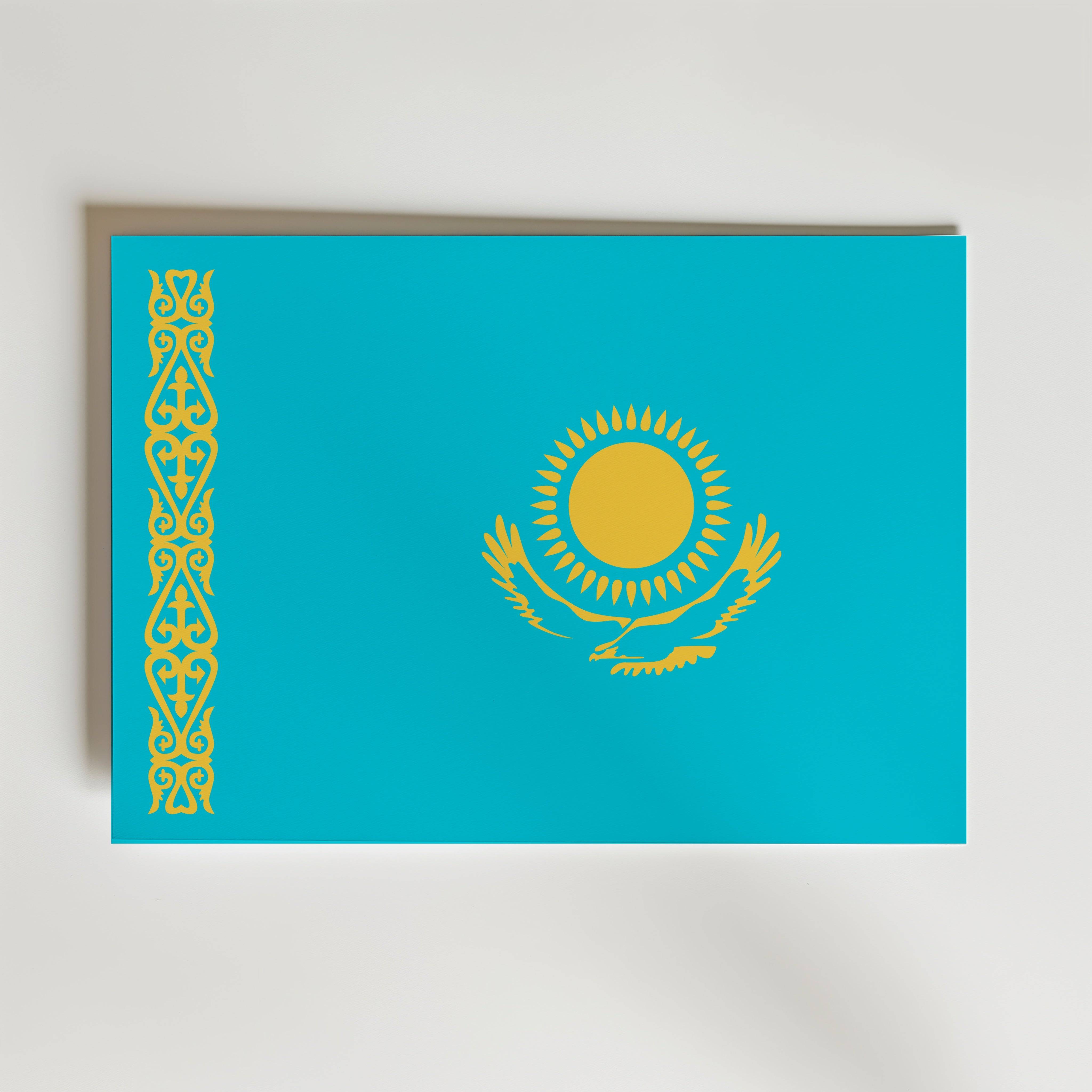 Kazakhstan National Flag Poster - Poster 50x40 cm