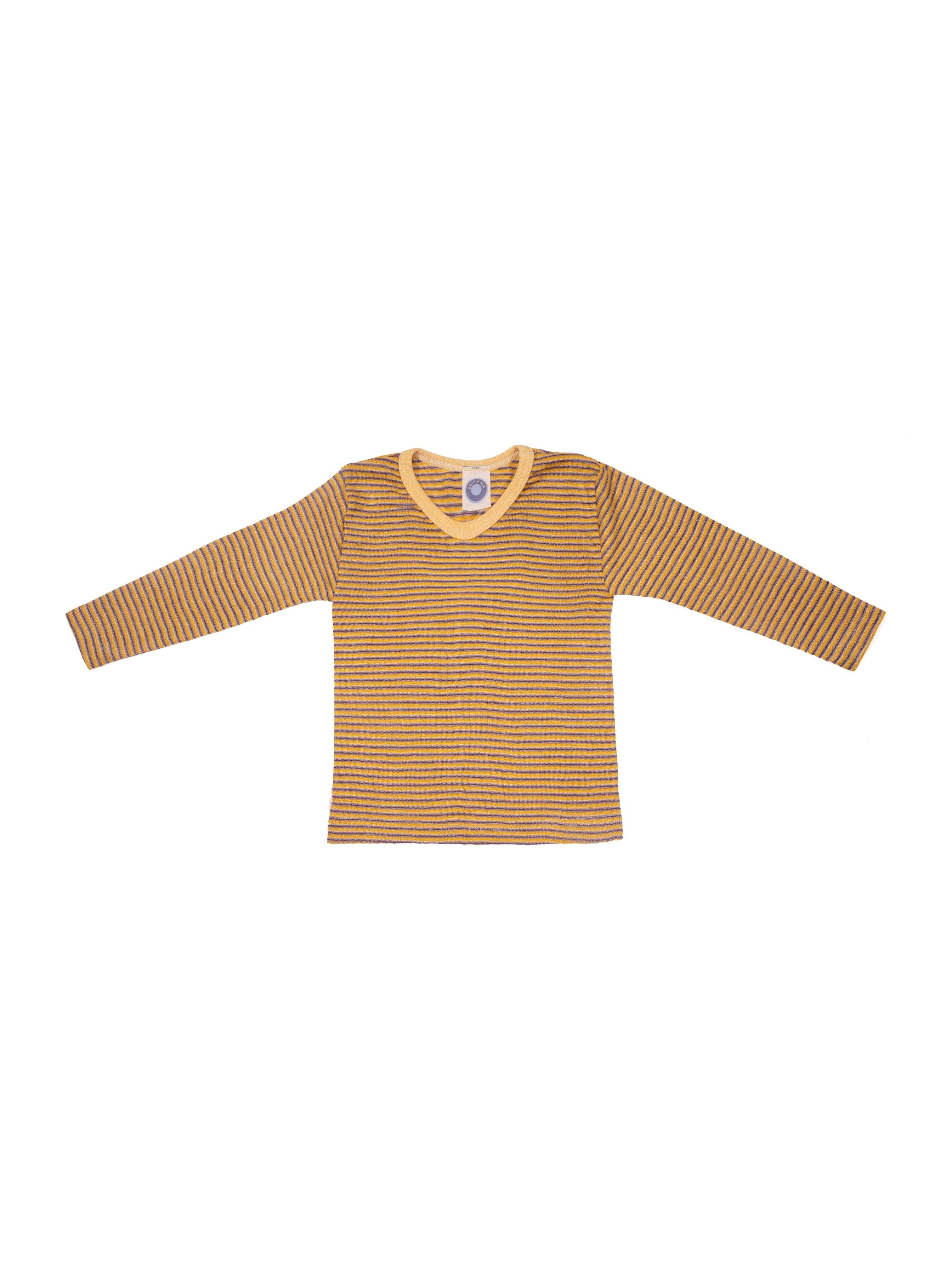 Cosilana - Uld/silke bluse - Gul/blomme/grå - 74/80