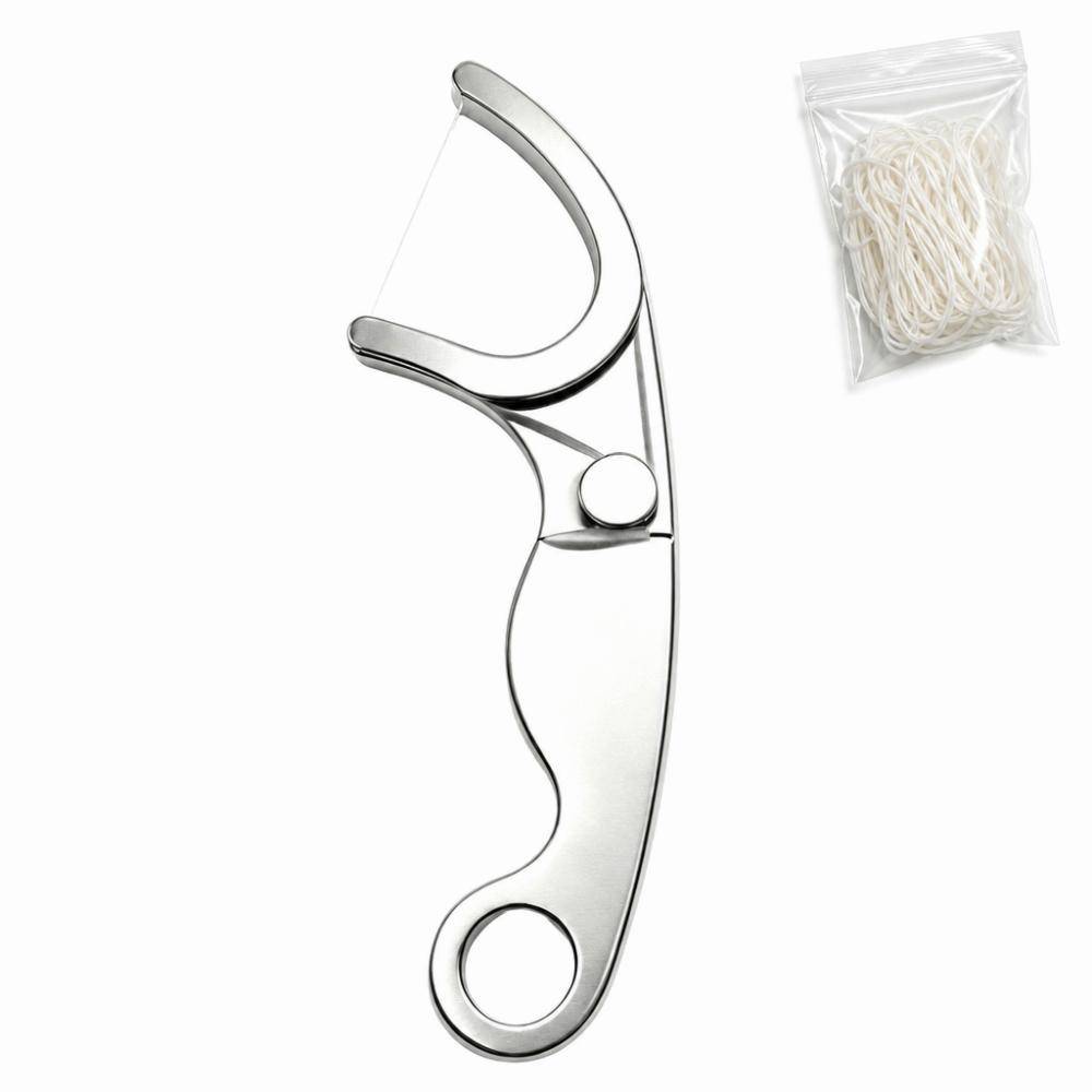 Återanvändbar Tandtrådsplockare i Rostfritt Stål Påfyllningsbar Tandpetare Hållbar Metall Tandtråd Tandrengöring