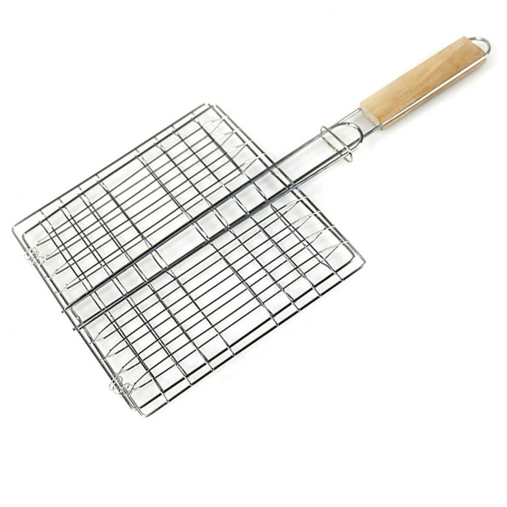 Bærbar grillkurv med langt håndtag, foldbar fiskekurv i rustfrit stål til udendørs madlavning af bøffer, grøntsager, fisk og skaldyr, gaskul