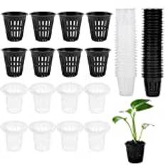Wuuooei Växtkoppar krukor, 60 st 6 cm hydroponiska planteringskorgar, plast hydroponik nätkrukor, nät grytkorg, bred läpphinkkorg, för hydroponik och aquaponik trädgård balkong plantering