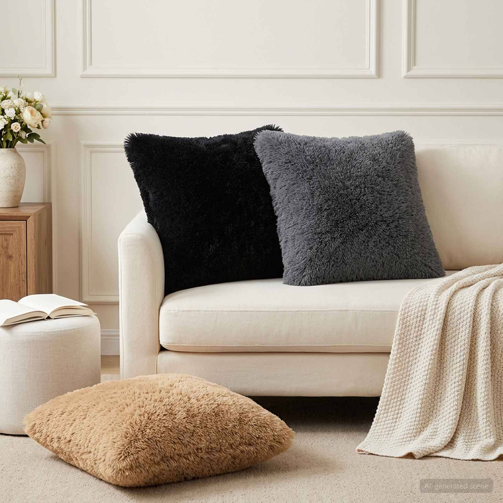 vidaXL Kuddöverdrag 6 pcs HEERLEN Taupe 50 x 50 cm PV Fleece