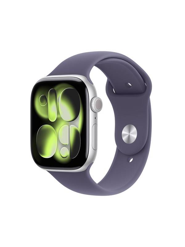 Apple Watch Series 11 GPS 46mm Silver Aluminium Case with Purple Fog Sport Band - M/L