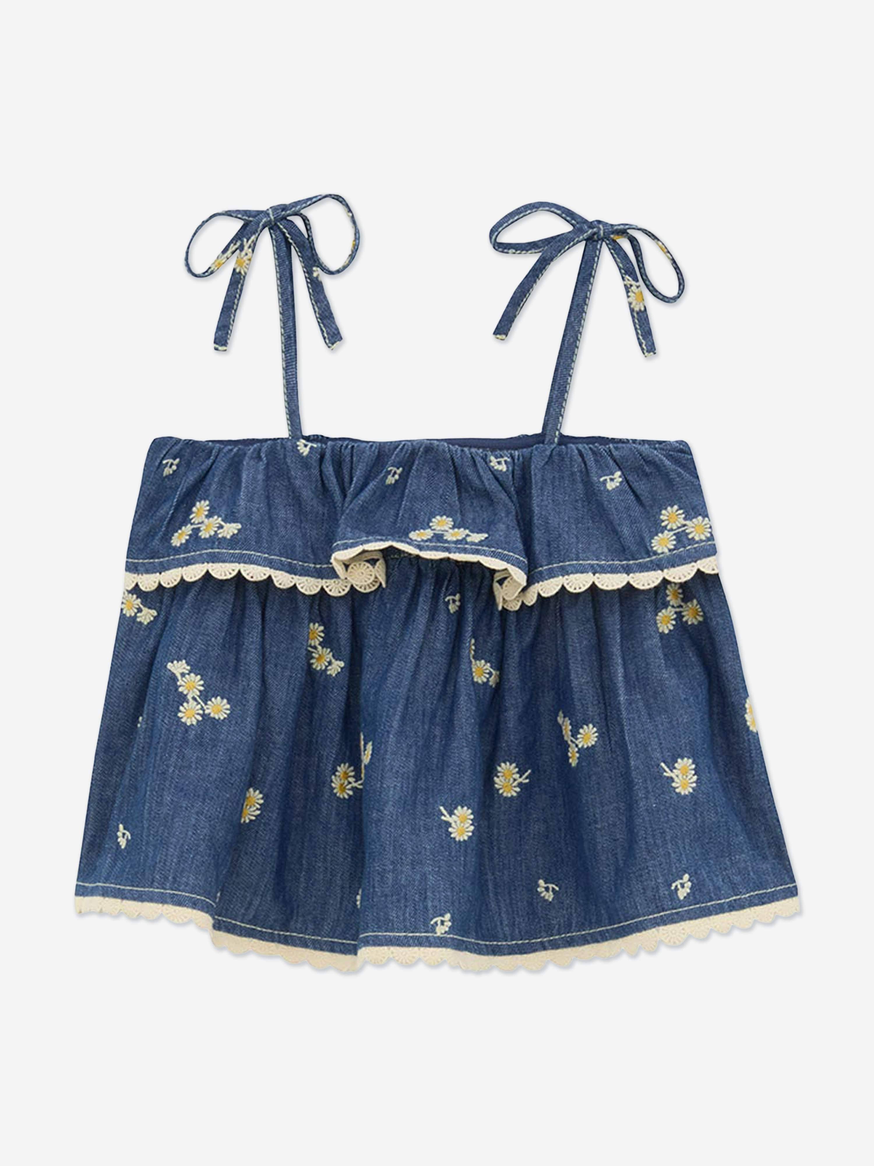 Zimmermann Girls Lucky Denim Top in Blue - Blue / 6 Yrs (6 Yrs)
