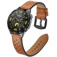 DEALELE Band kompatibla med Samsung Galaxy Watch 3 45 mm/Galaxy Watch 46 mm/Gear S3, 22 mm äkta hålläder ersättningsarmband för Huawei Watch 4/4 Pro / 3/3 Pro / GT4/GT3 46 mm (brun)