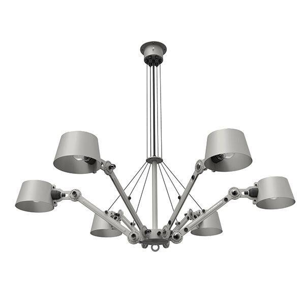Bolt Pendel Chandelier 6 Arm Ash Grey.