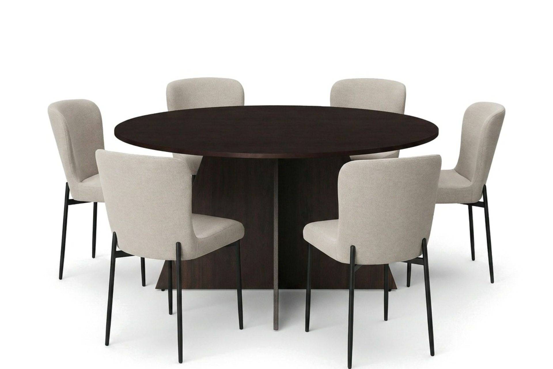 Vera Matgrupp runt 150 cm Rökt Ek med 6 Elsie Matstolar - ek/Beige Brun Bark