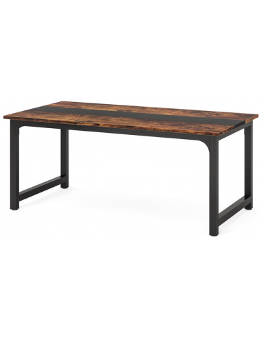 Skrivebord i metal og møbelplade 160 x 80 cm - Sort/Brun