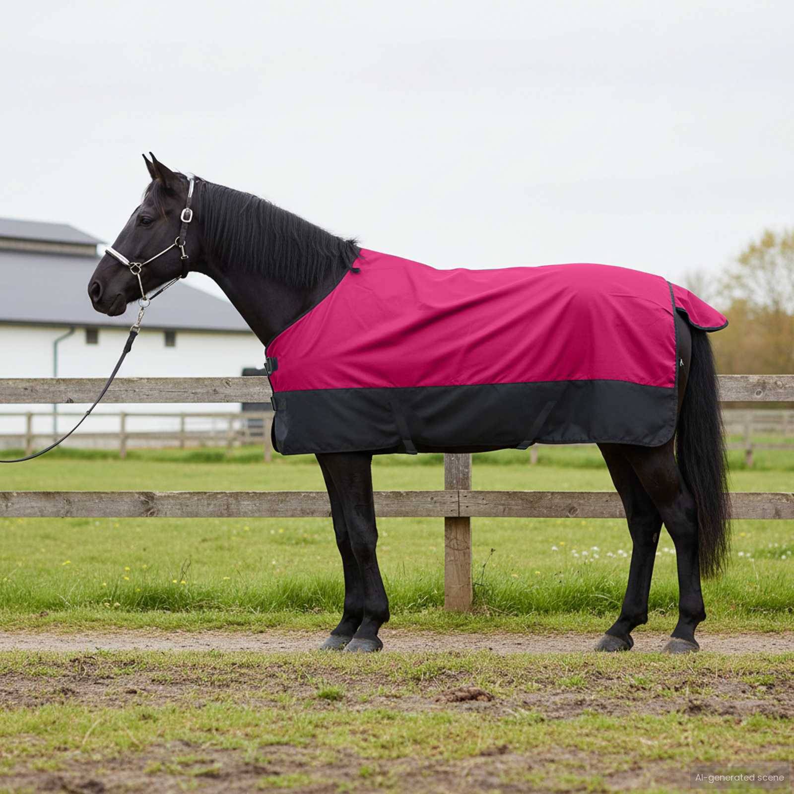 vidaXL Hästdyna Rosa och svart 155 cm Polyester