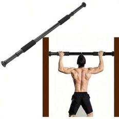 Justerbar pull-up-stång för fitness, expanderbar chin-up-stång för dörröppning, styrketräningsutrustning för hemmaträning, ingen borrinstallation, fle - Multifärgad (Svart svart bar,Orangea ränder)
