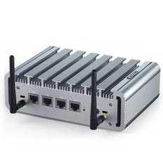 STRHIGP Firewall Mini PC N100(bis zu 3,4GHz), 8GB DDR5+128GB NVMe SSD, 4x2.5GbE i226-V LAN Micro Firewall Appliance Lüfterloser PC OPNsense Hardware VPN AES-NI Linux 4×USB HD+DP WiFi VESA Mount