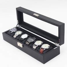Watchbox / Klockbox 6 klockor - Lyxmodell i svart carbon