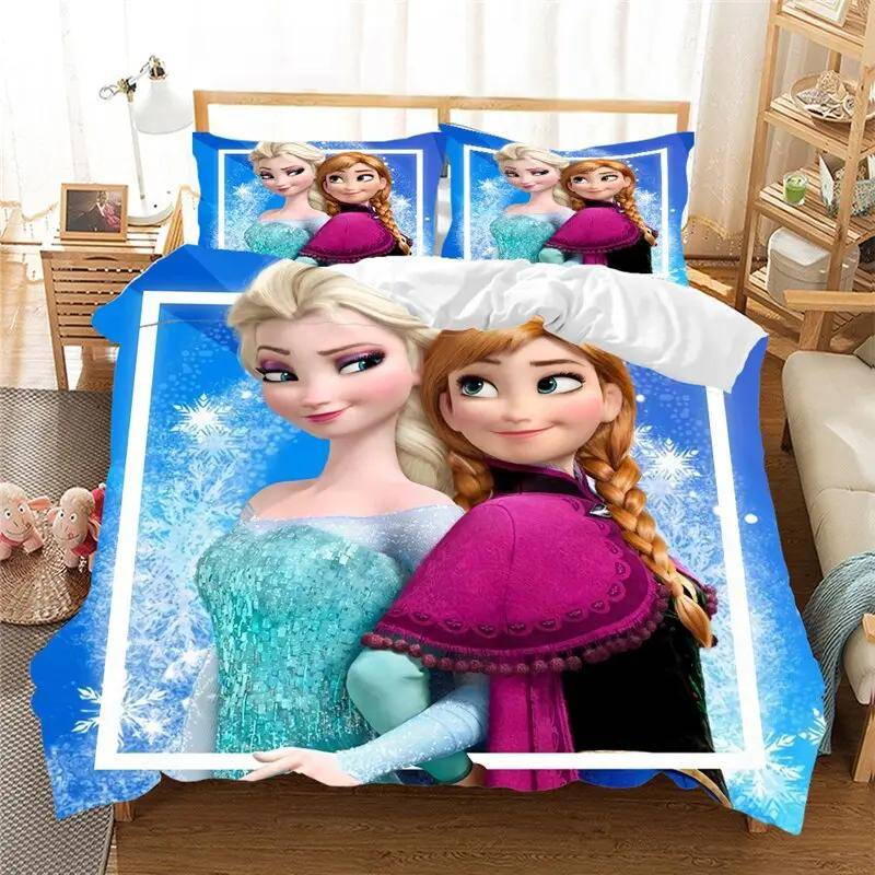 Påslakan Anna och Elsa i snöflingeland, 173 x 218 cm