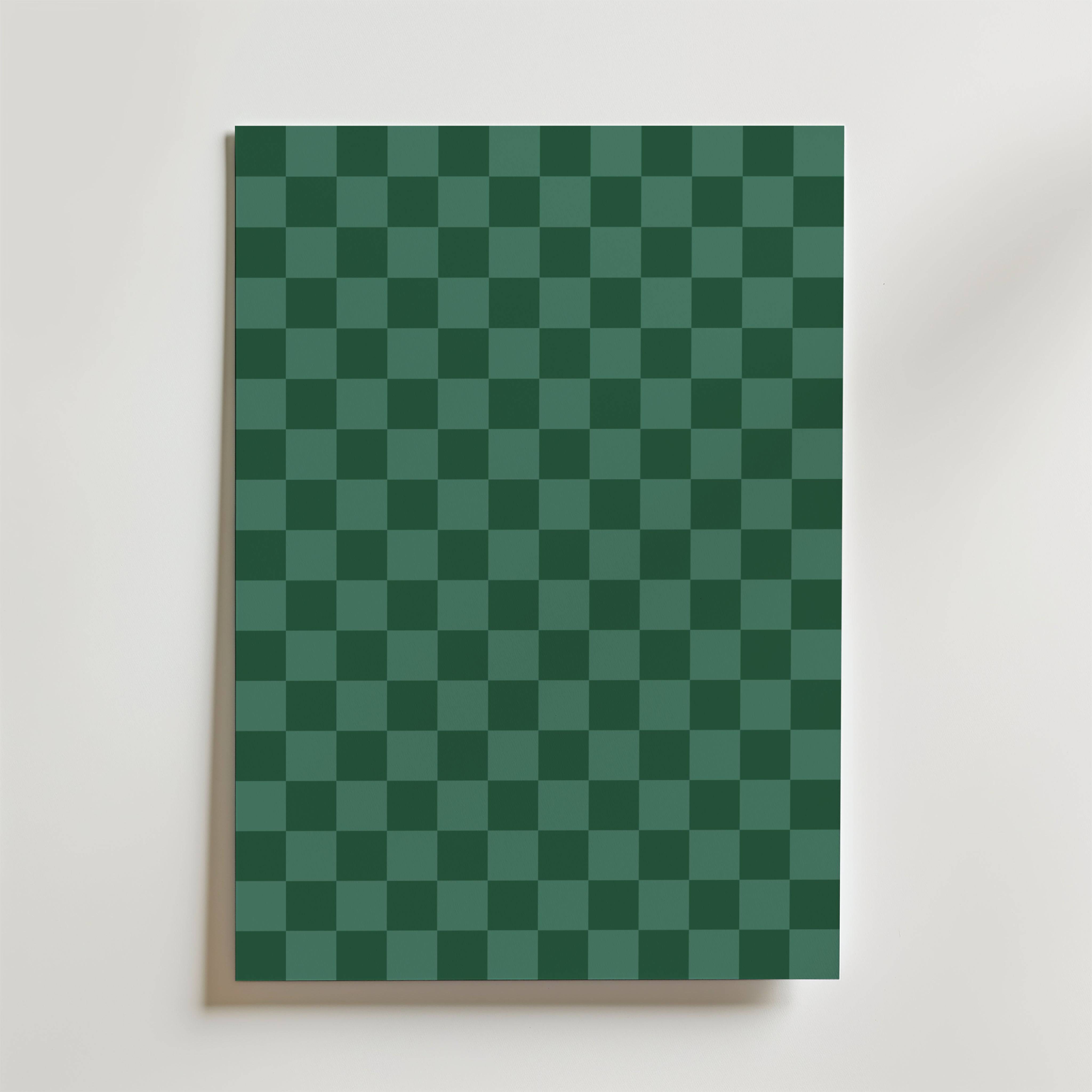 Green Checkerboard Poster - Premium Canvas 30x40 cm