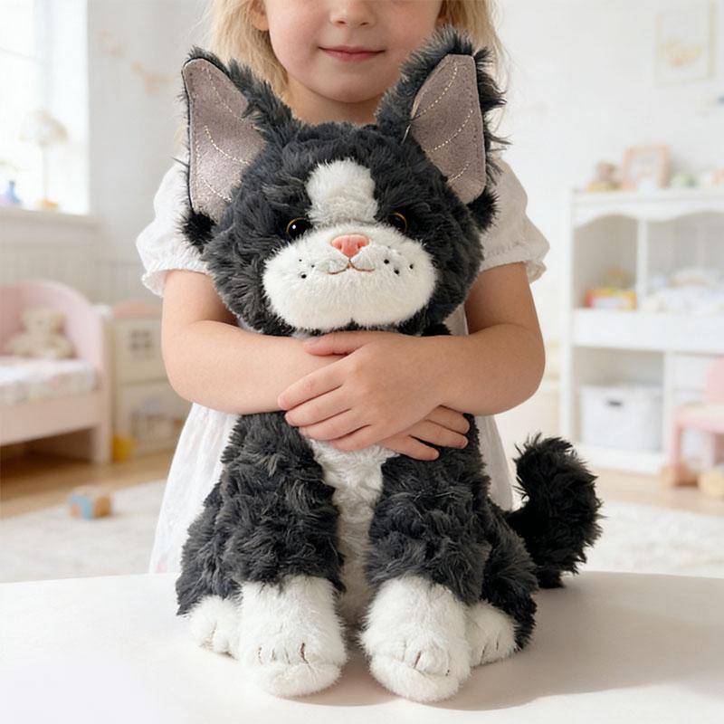 26/32/38cm Kawaii Black Cat Plush Doll Cute Simulation Pet Kitten Devon Rex Plushies Lovely Soft Toy For Boy Girl Birthday