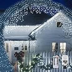 LED-ljusslingor 10M 400LED älva istappar lampor 8 lägen utomhus ljusslingor plug in gardin belysning anslutbar för jul bröllop fest hem trädgård sovrum inomhus utomhus dekoration (Vit)