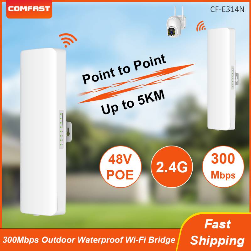 COMFAST Outdoor 5km 2.4G 300Mbps Wireless Bridge WIFI CPE For Security Monitoring In Scenic/Port/Oilfield/Construction Sites