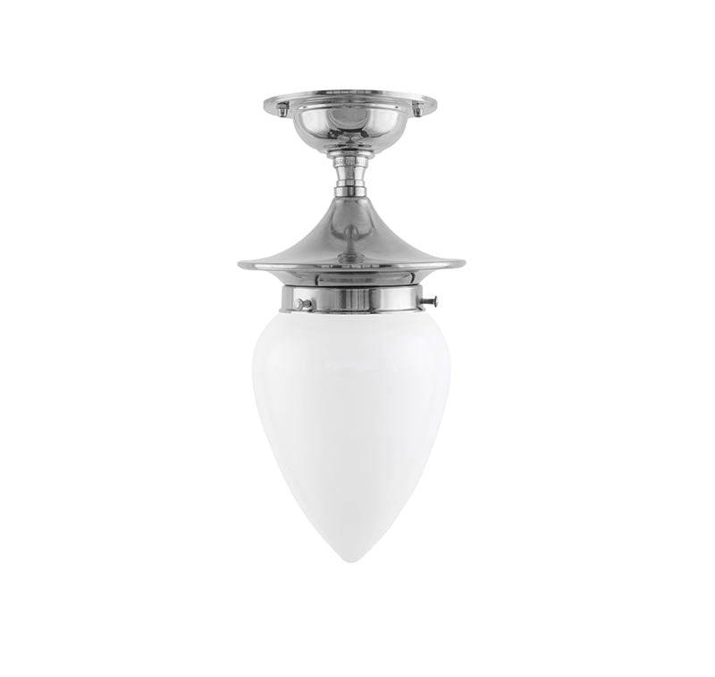 Loftslampe - Dahlberg 80 nikkel, opalhvid dråbe