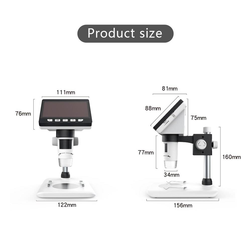 1000x 4.3 " 1080p 8 lysdioder usb mikroskop digitalt elektroniskt mikroskop stöd för lödkamera med batteri digital förstorare - Typ 1