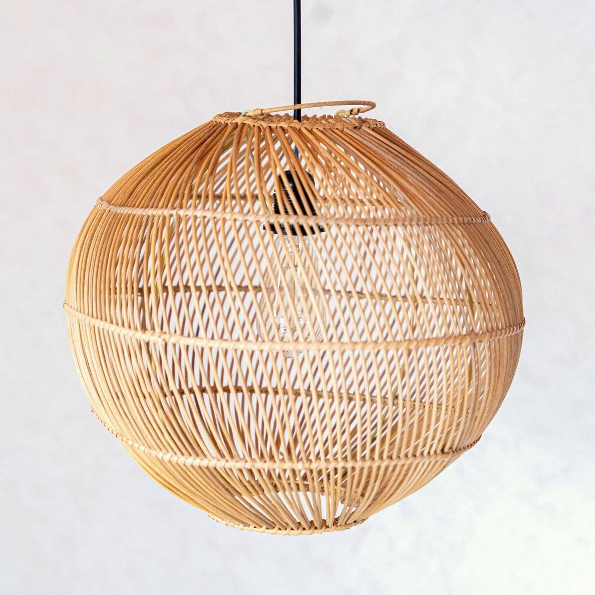 Rattan sphere pendant lampshade Kencana M - Ø40 cm, 37 cm height - Set (M+L) (Set (M+L))
