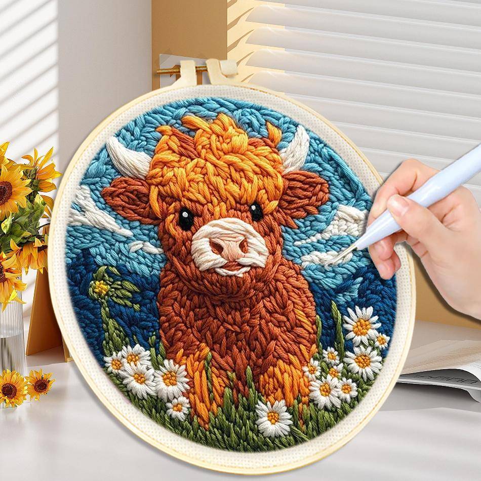 Gör-det-själv Punch Needle Broderi Startkit för Nybörjare Sött Tecknad Djur Gör-det-själv-kit Broderiram Nål Sömnadskonst Unik Gåva