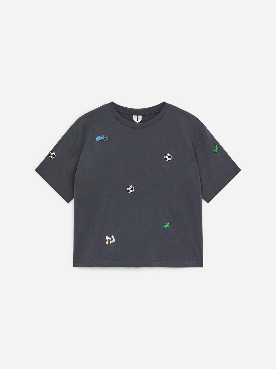 ARKET Embroidered T-Shirt -Grey, 110/116
